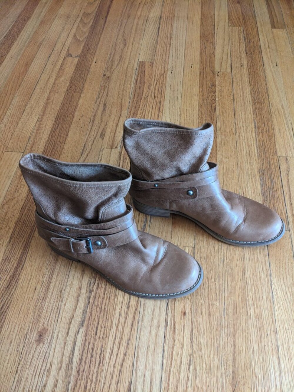 Marc Fisher Rosan perforated buckled ankle leather boots